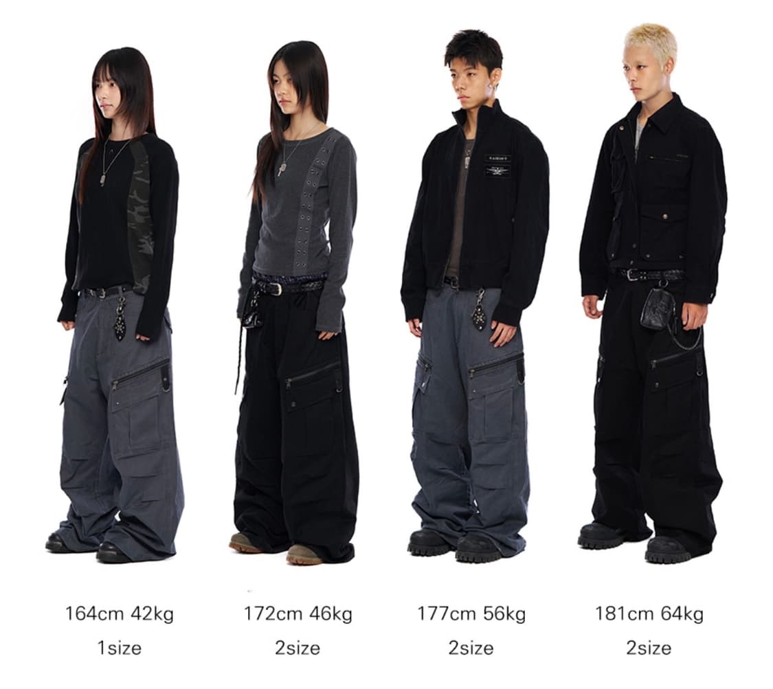 韓国　AAKAM 98 Knee Cargo Pants MUSINSA | AAKAM Knee Pin-tuck Contrast Cargo Pants (Dark Gray)