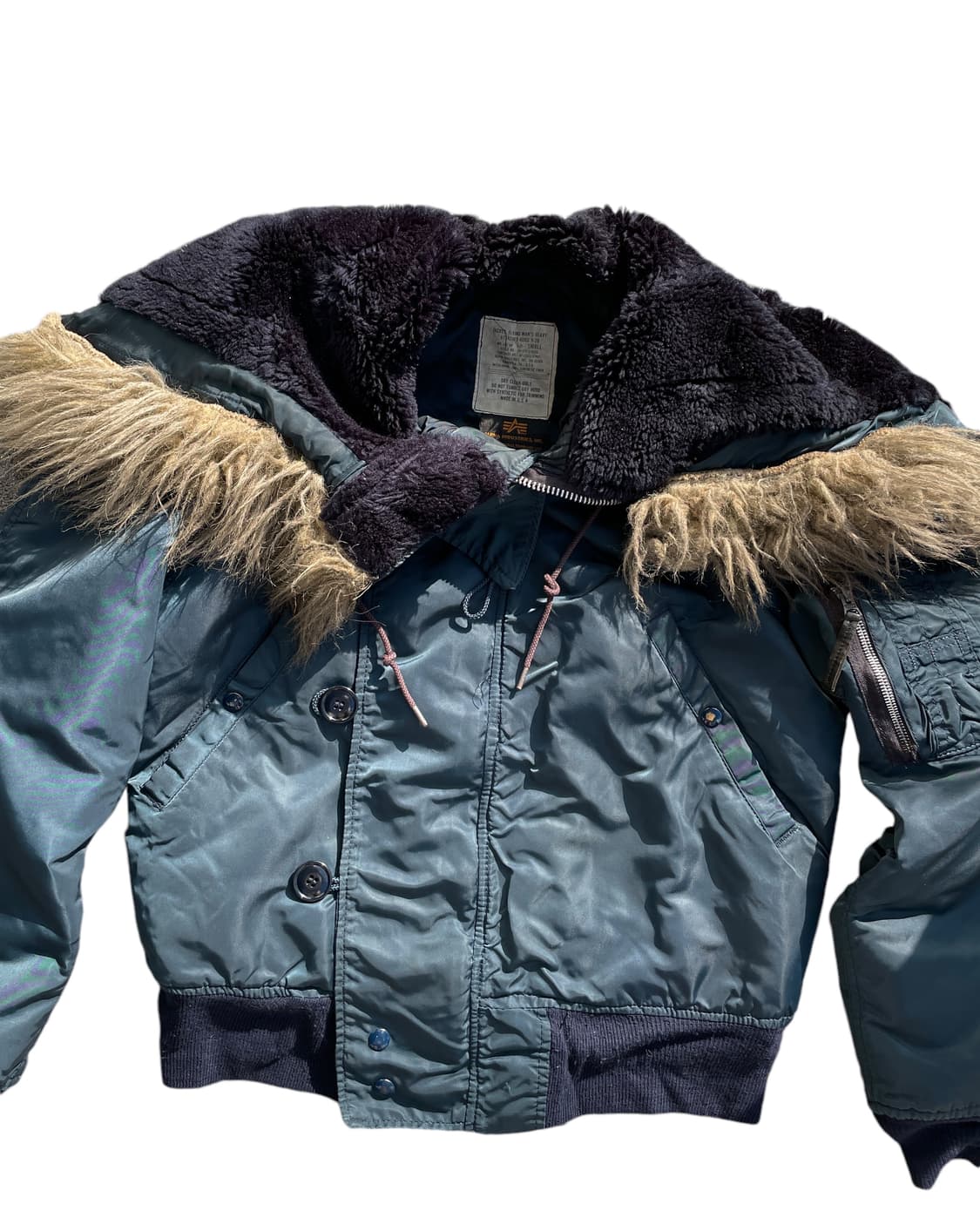 あ*い様 90s alpha n2-b n2b flight jacket 90s Alpha N-2B Flight Jacket Short Fur Silver US S 90s