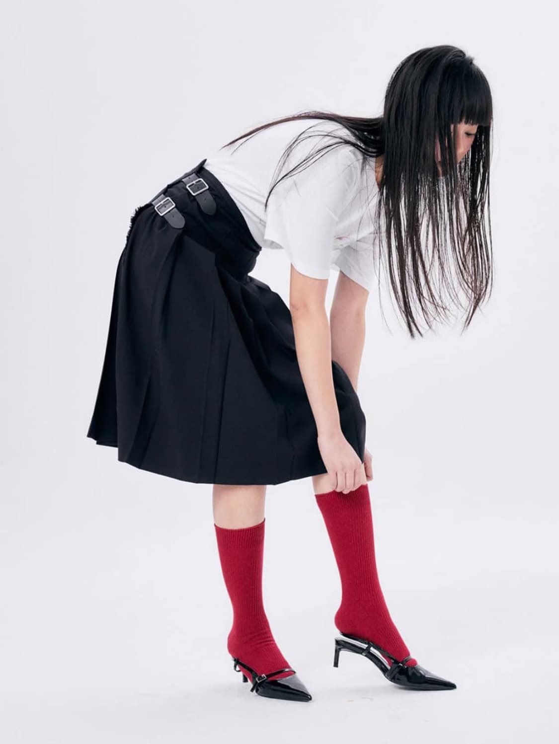 HALOMINIUM MIDI PLEATED WRAP SKIRT (1) | 후루츠패밀리
