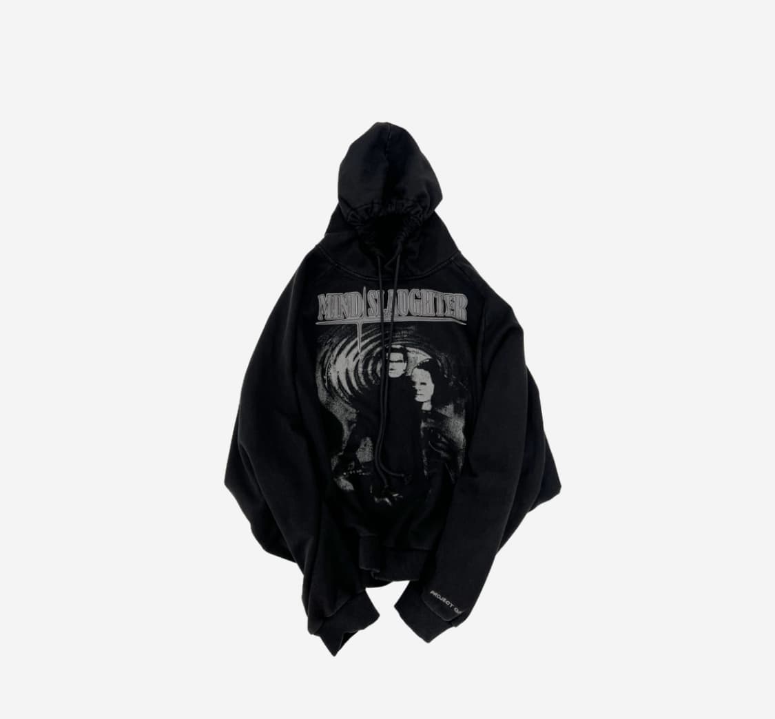 【PROJECT G/R】Mind Slaughter Vintage Washed T-Shirt Black PROJECT GR MIND SLAUGHTER HOOD | 후루츠패밀리