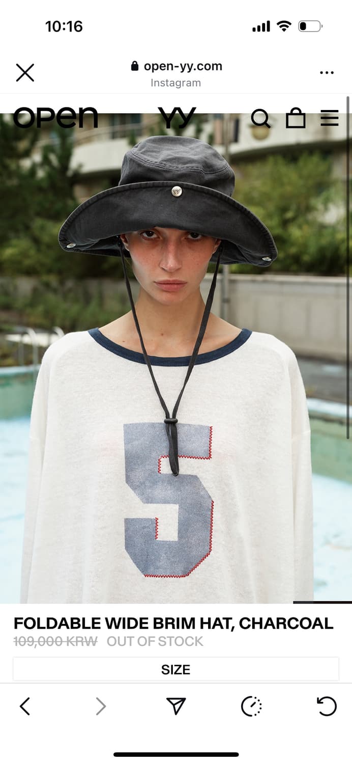 오픈와이와이 FOLDABLE WIDE BRIM HAT, CHARCOAL | 후루츠패밀리