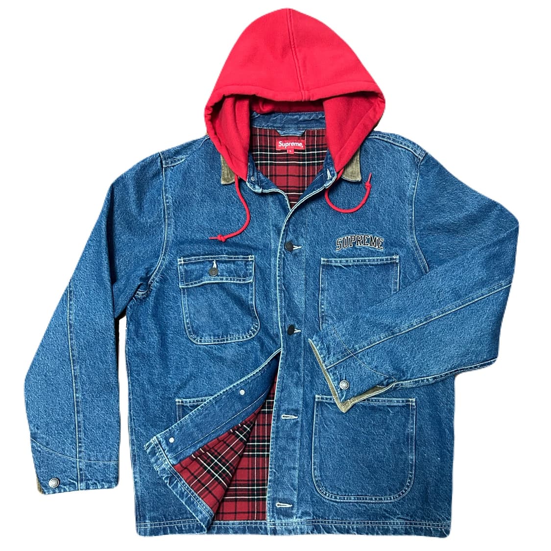 Supreme Worn Hooded Chore Coat Denim / S Supreme Denim Coats for
