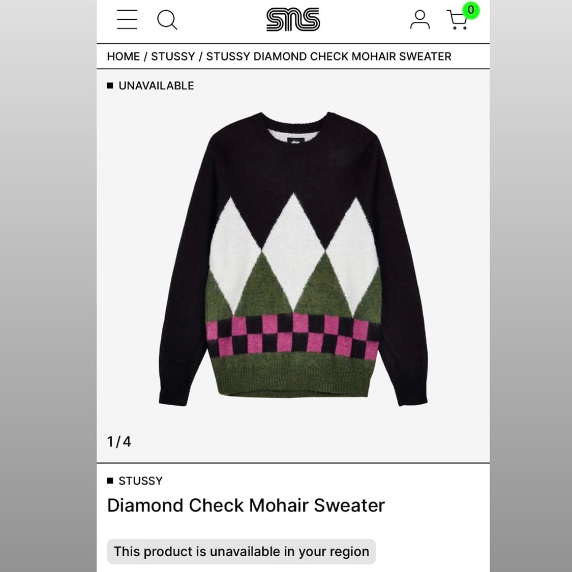 MOHAIR” STUSSY DIAMOND CHECK SWEATER XL MOHAIR” STUSSY DIAMOND CHECK SWEATER XL