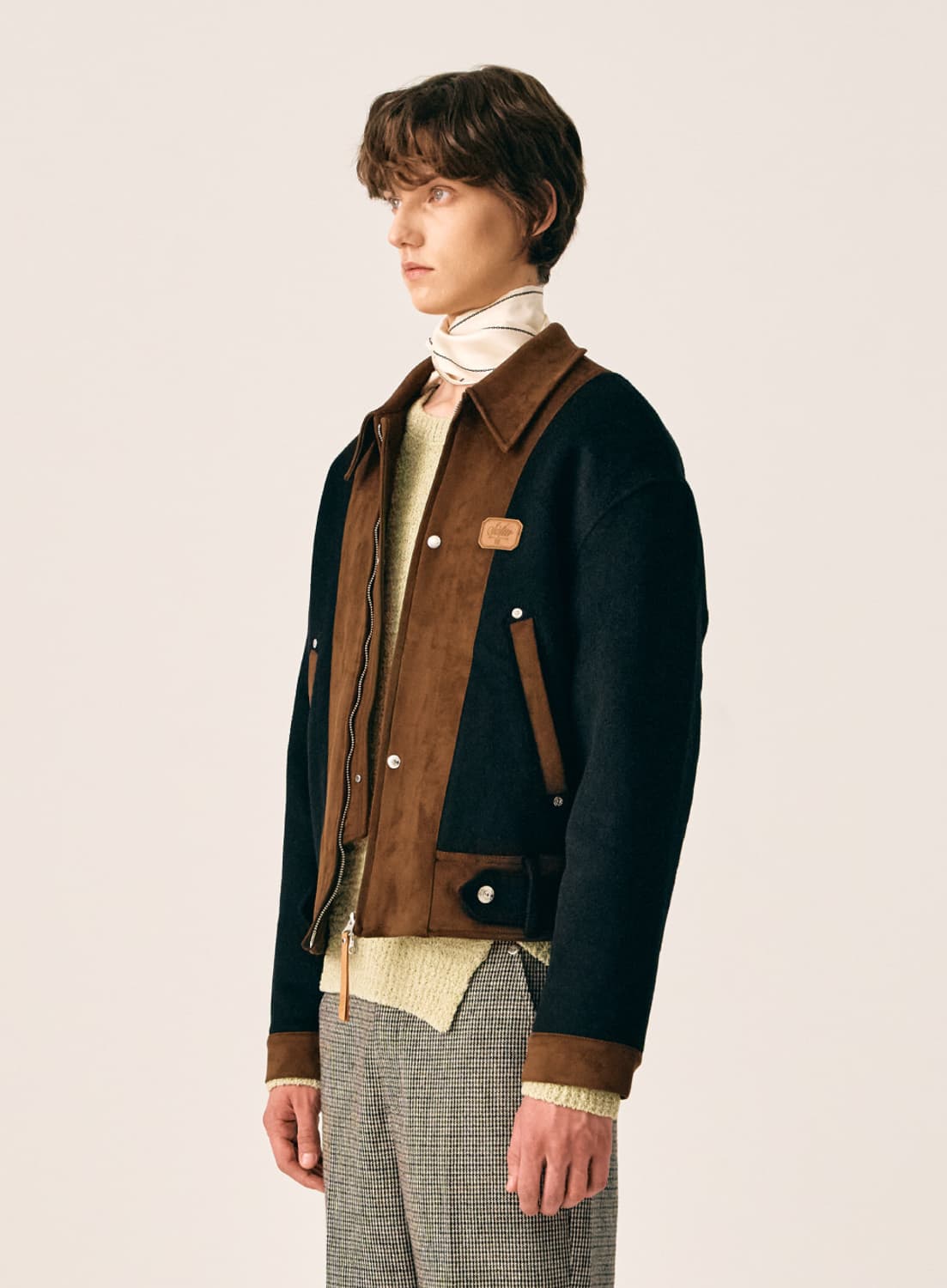 SATUR】PERCY WOOL BLEND VARSITY JACKET : CLASSIC NAVY SATUR ウール