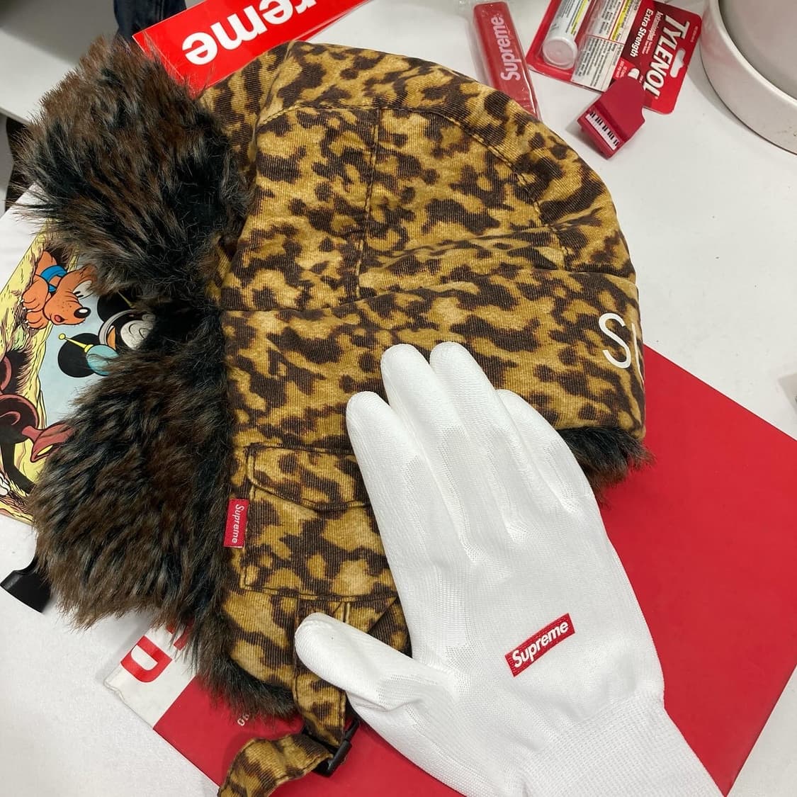 supreme 10AW leopard trooper hat 14fw supreme leopard trooper h