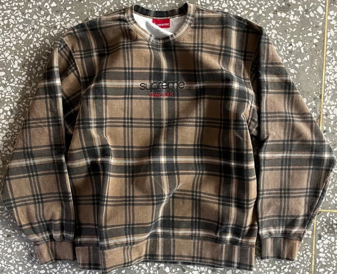 Supreme plaid Crewneck Brown -21SS | 후루츠패밀리