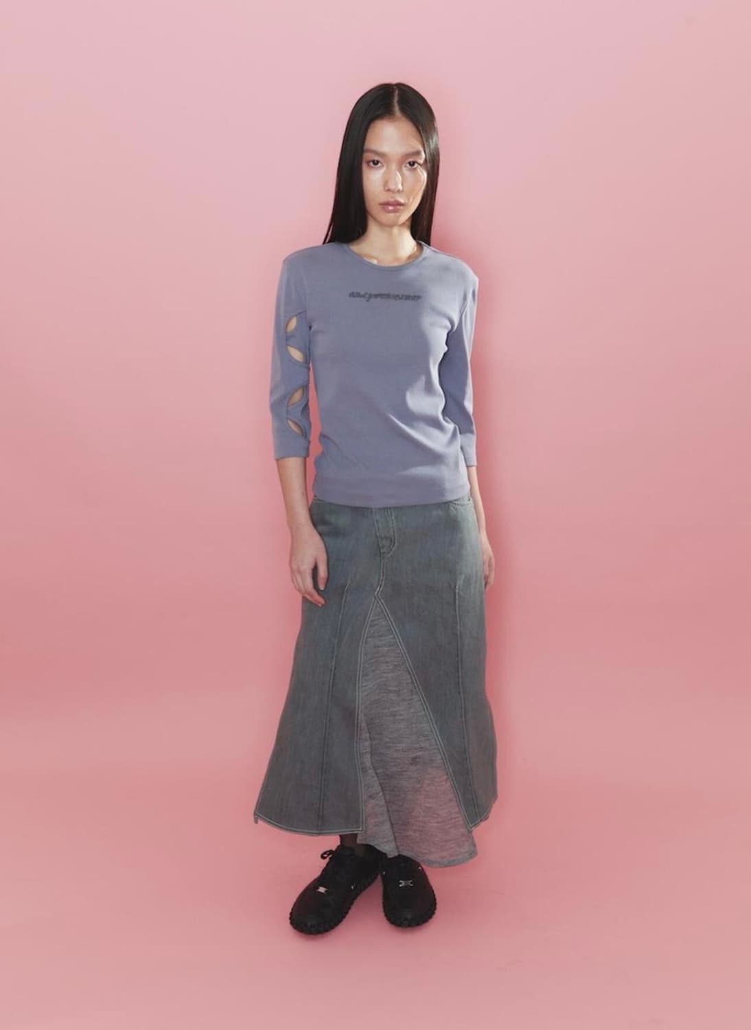 スカート [ODLYWORKSHOP] Layered Hybrid Skirt Layered Hybrid Skirt, Ash | 후루츠패밀리