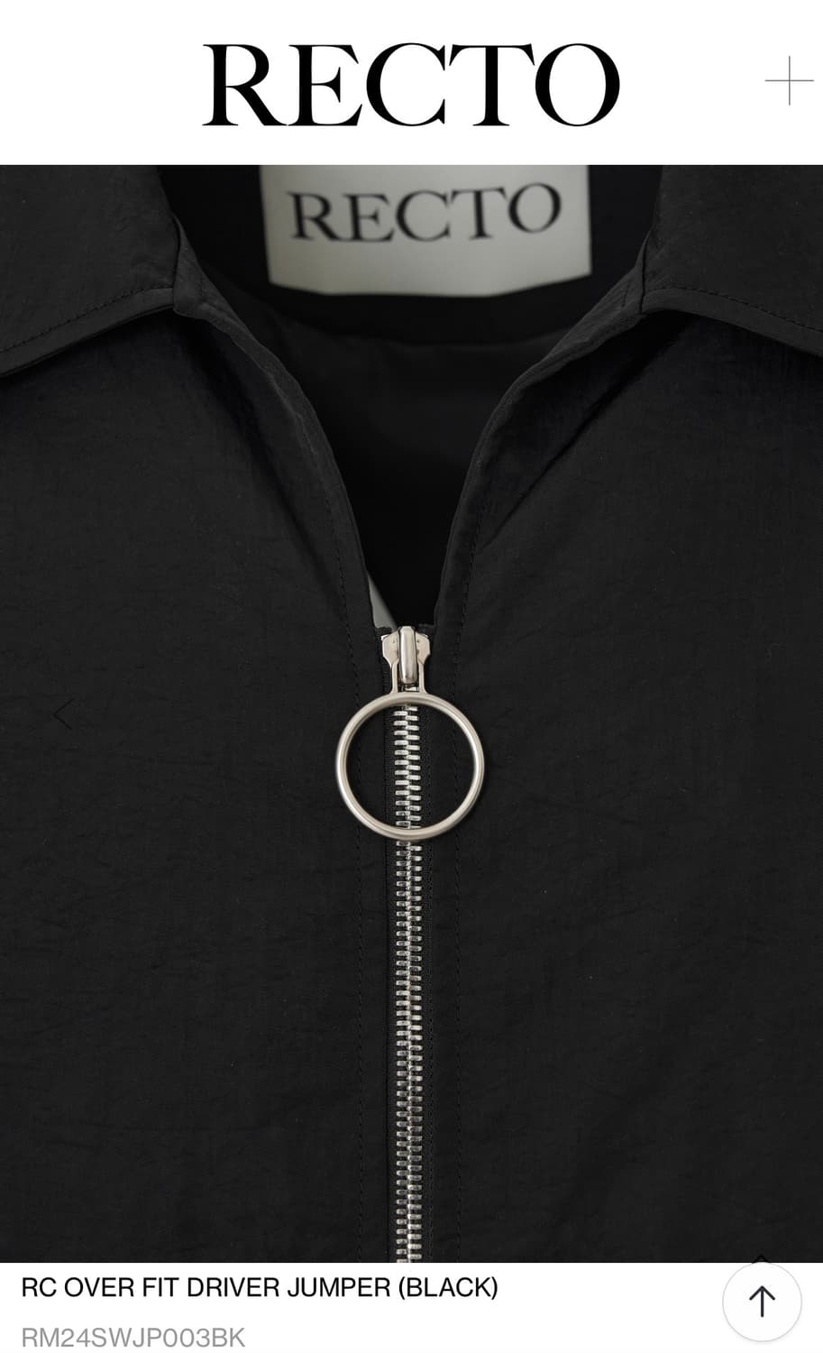 RECTO レクト RC ショート ドライバー ジャンパー BLACK 렉토 RC OVER FIT DRIVER JUMPER (BLACK) 2 | 후루츠패밀리