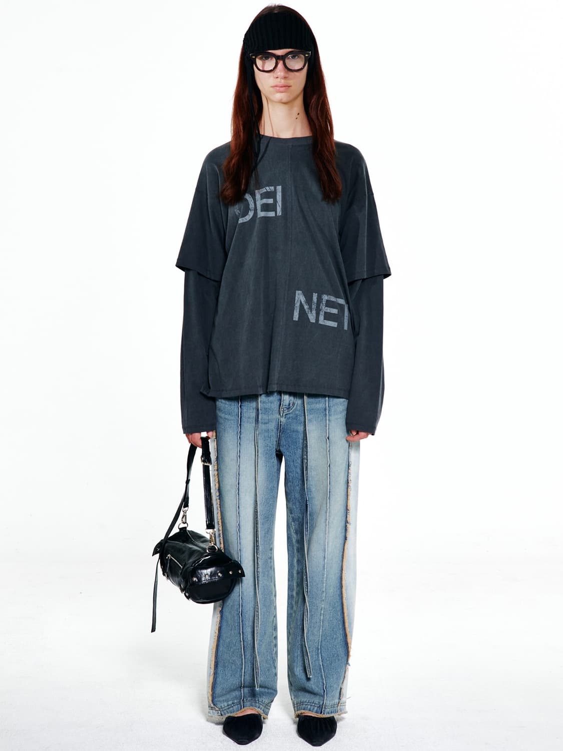 韓国商品/DEINET STRING BELT RAW EDGE JEANS 韓国 人気 ジーンズ [DEINET] STRING BELT RAW EDGE JEANS