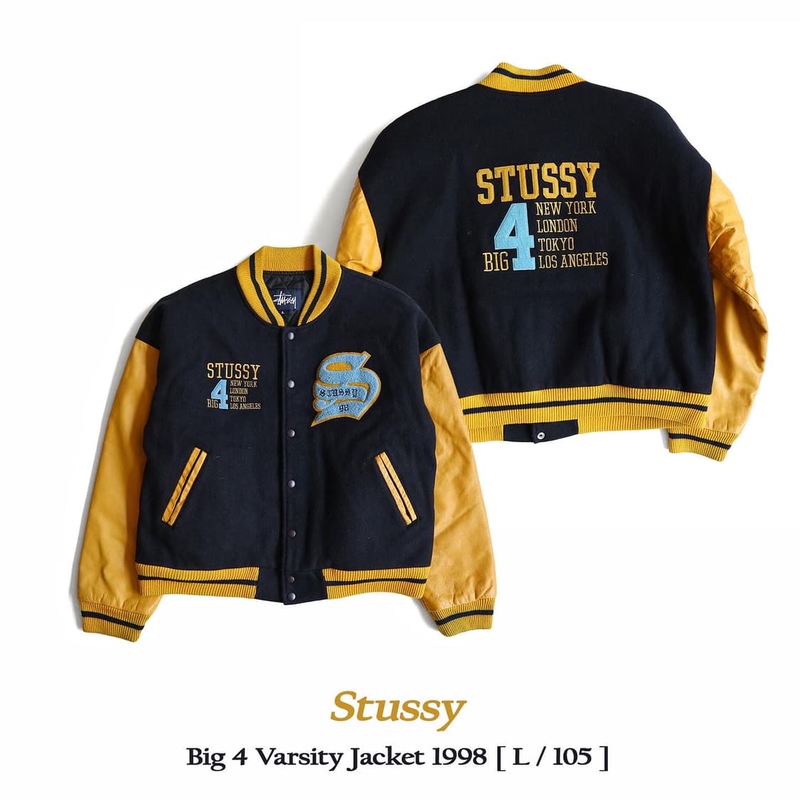 OLD STUSSY 90S STADIUM JACKET BIG 4 90's old stussy “BIG 4