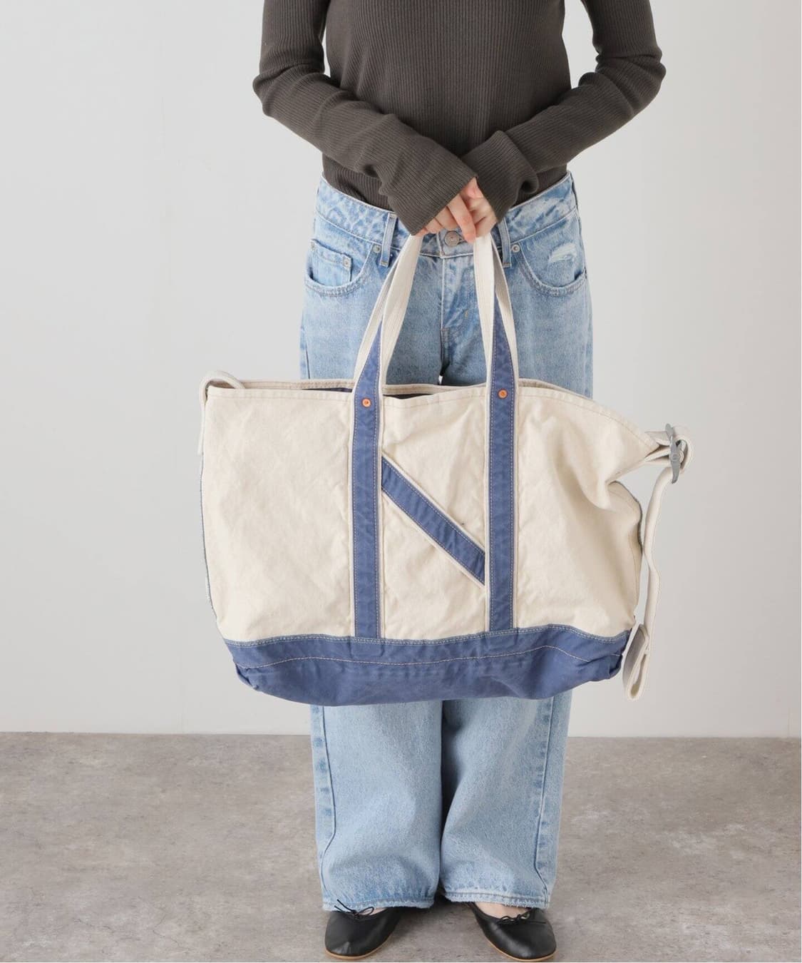 L.LESH Shoulder Tote Bag - Canvas BLACK NICENESS Shoulder Tote