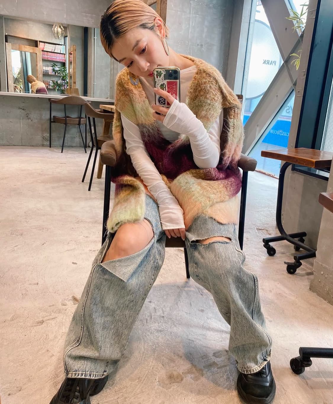 perverze/Gradient Stripe Wide Cardigan | 후루츠패밀리