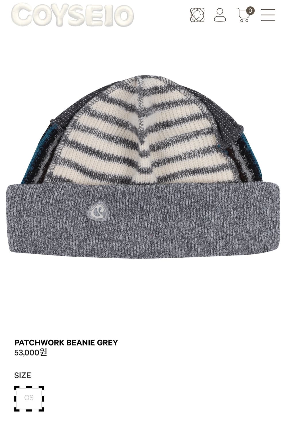 COYSEIO PATCHWORK BEANIE グレー PATCHWORK BEANIE GREY - coyseio