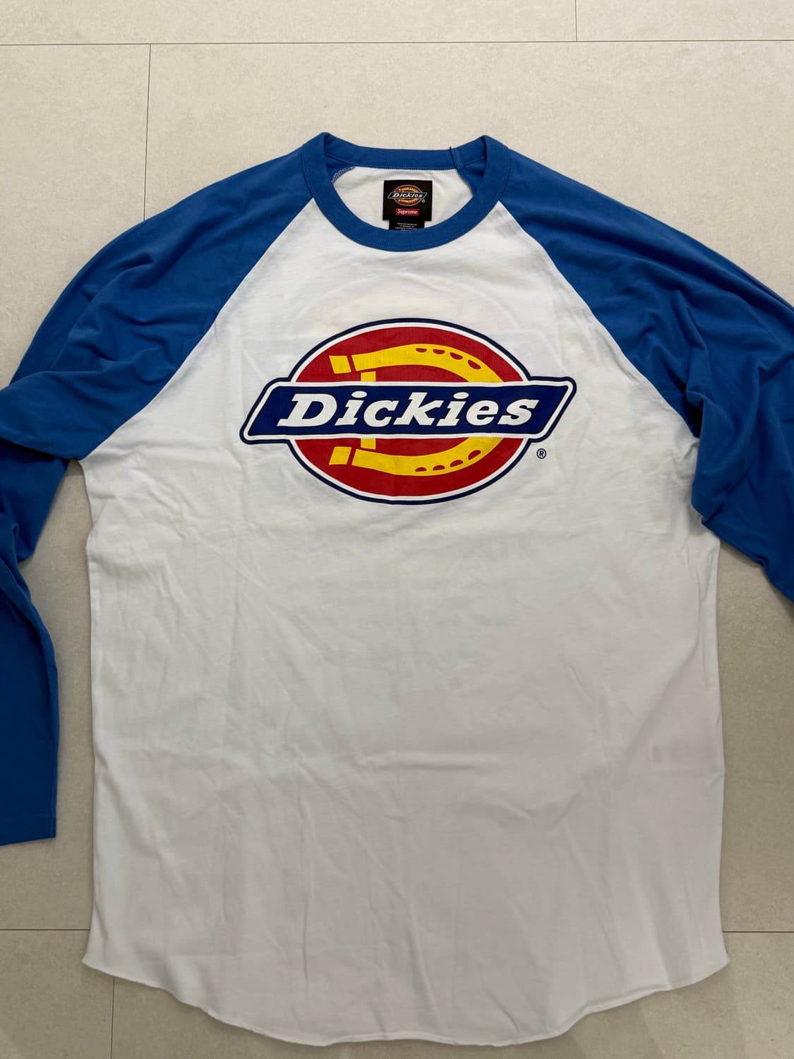 Supreme®/Dickies® Raglan L/S Top white Dickies × SUPREME Raglan Long Sleeve Top Size: L Blue x white Men