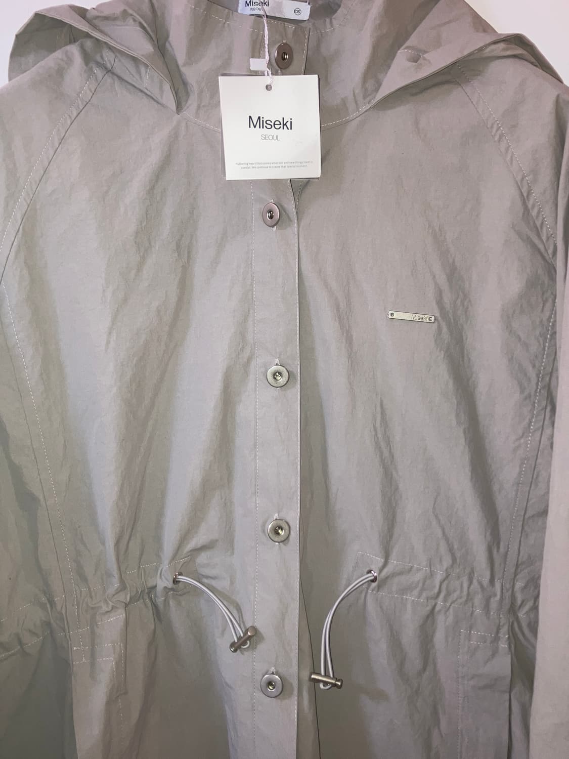 MISEKI SEOUL★Waterproof hoodie light long jacket BEIGE GREY Waterproof hoodie light long jacket BEIG | 후루츠패밀리