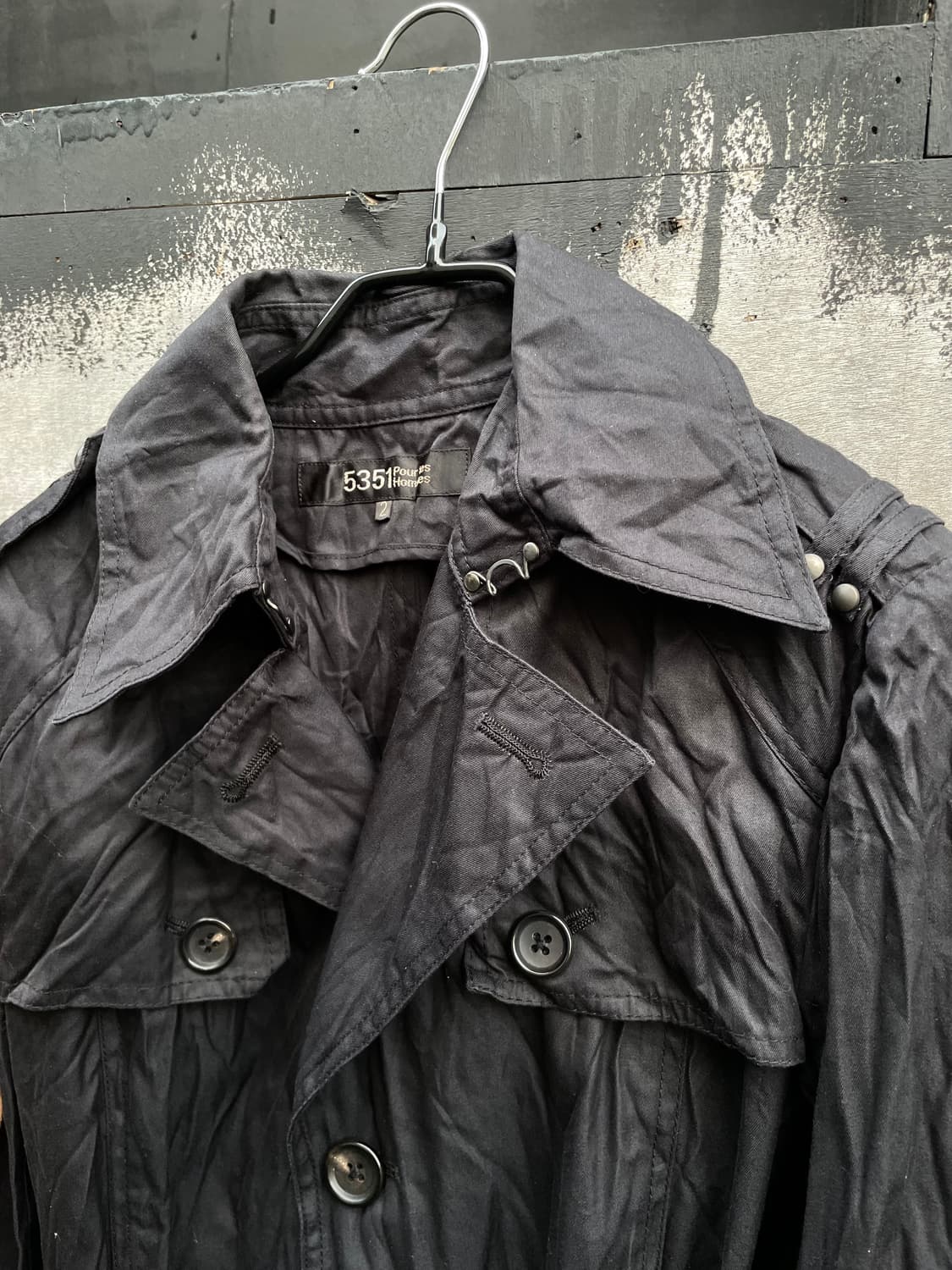 00s 5351pour les hommes trench coat Y2K