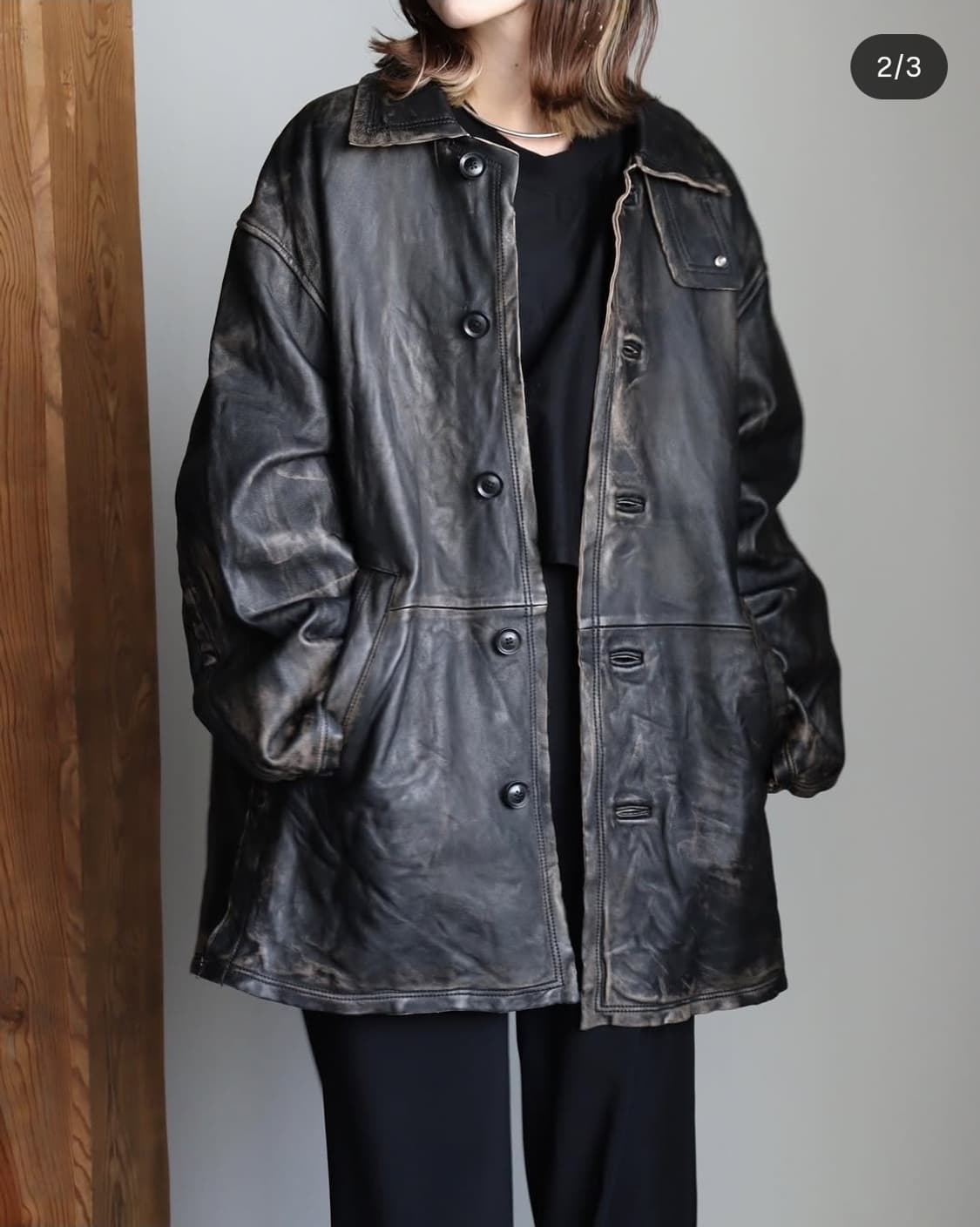 Yoke CUT-OFF LEATHER CAR COAT 3size | 후루츠패밀리