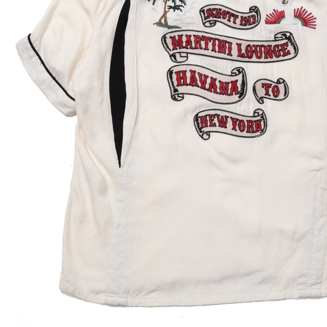 【schott】Embroidery Bowling Shirt Schott Spare Bowling Shirt - Navy