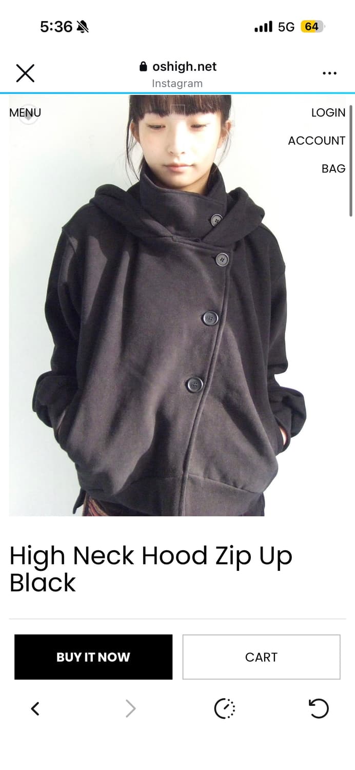 오스하이 High Neck Hood Zip Up Black | 후루츠패밀리