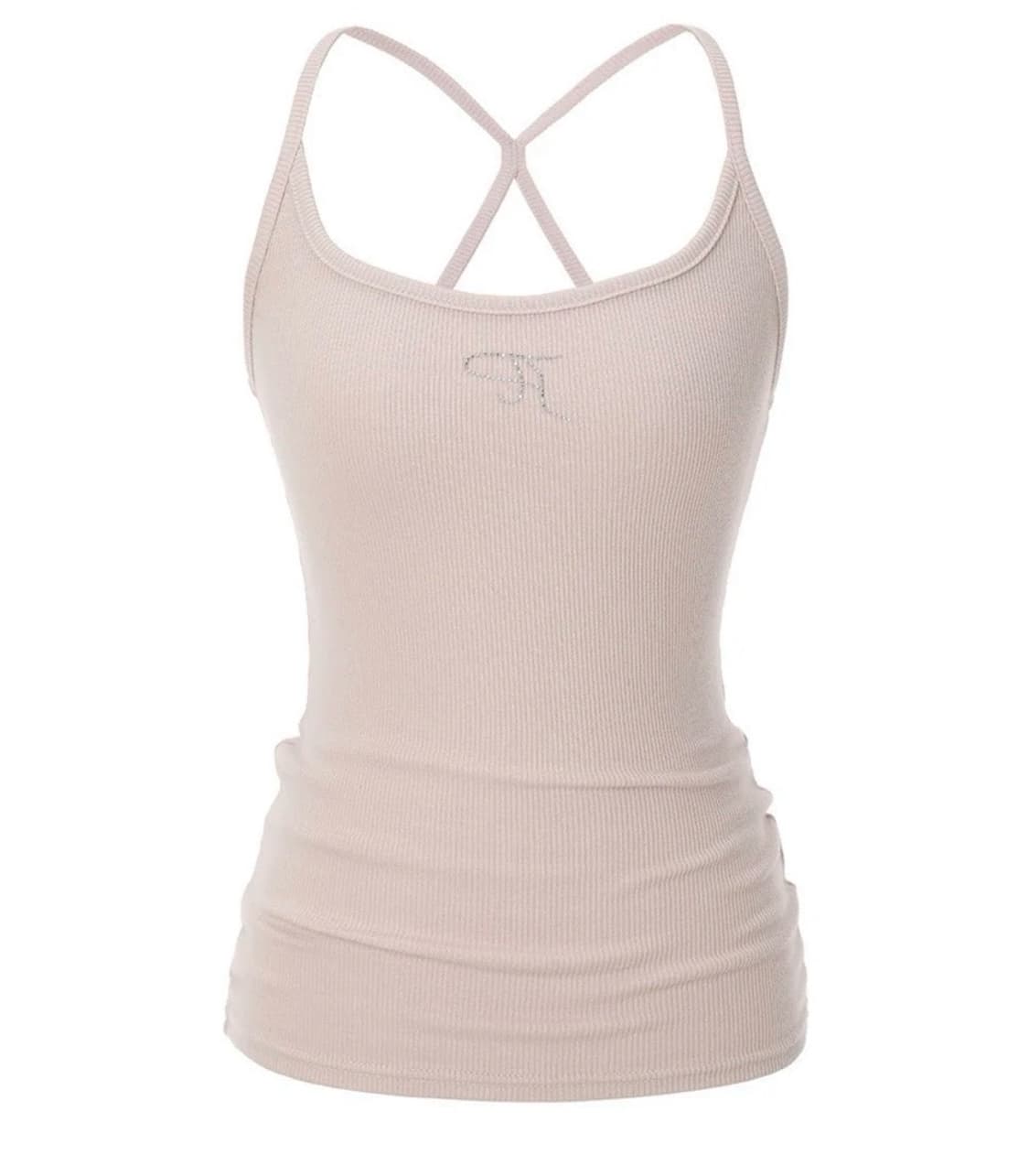 Tシャツ・カットソー threetimes Jewel cross back tank top THREETIMES | 쓰리타임즈 Threetimes Jewel Tank Top Crop White
