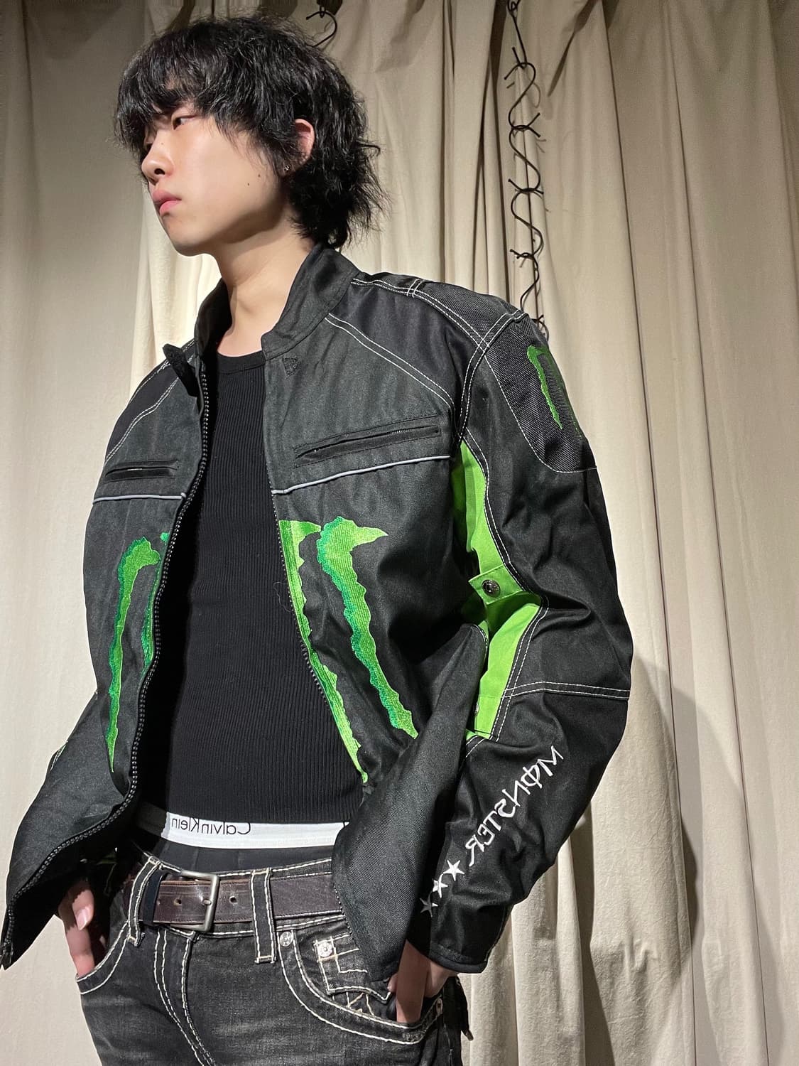 エナジー【Crazy Hermets】ライダースジャケット ブラック×イエロー