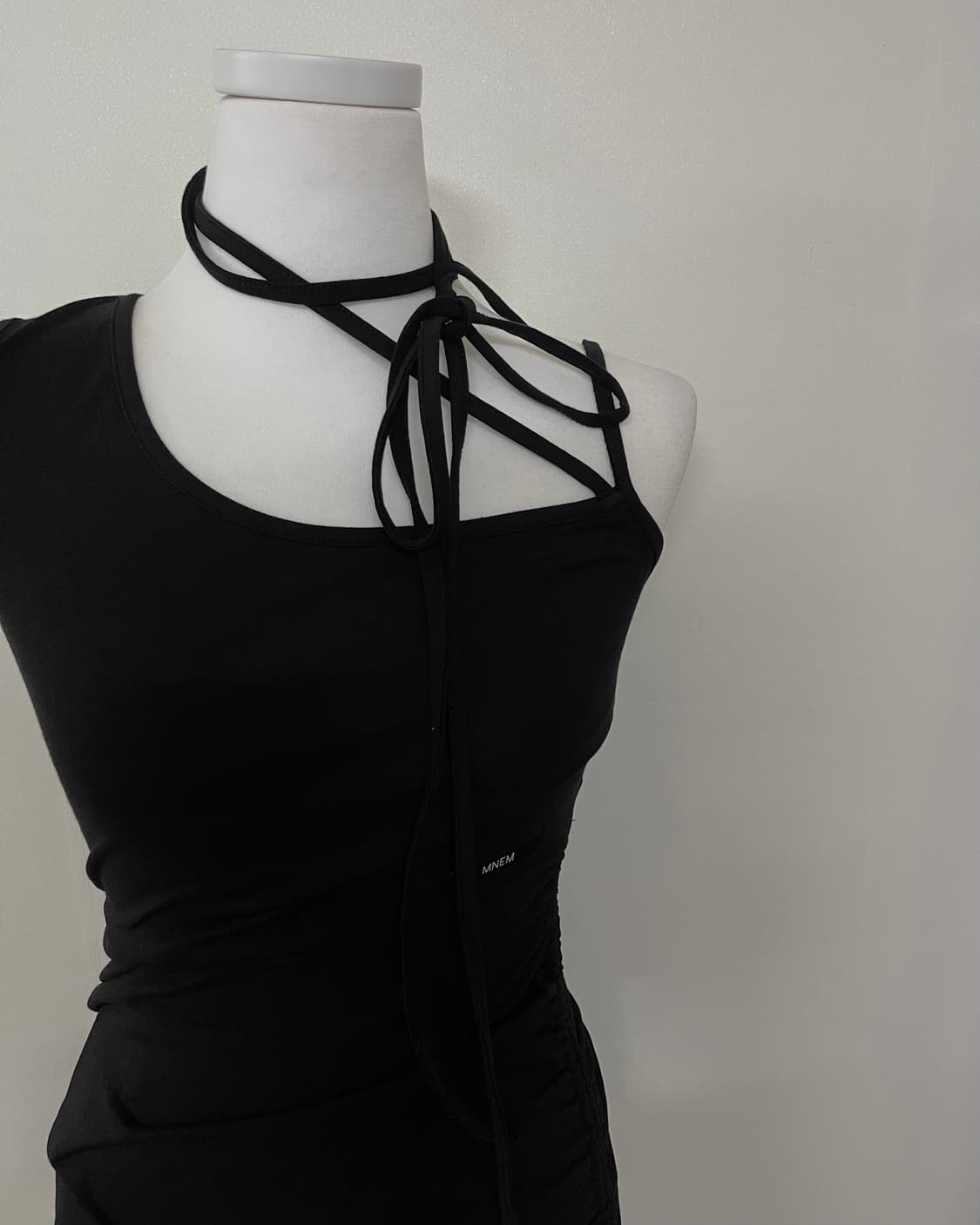 mnem shirring strap mini dress | 후루츠패밀리