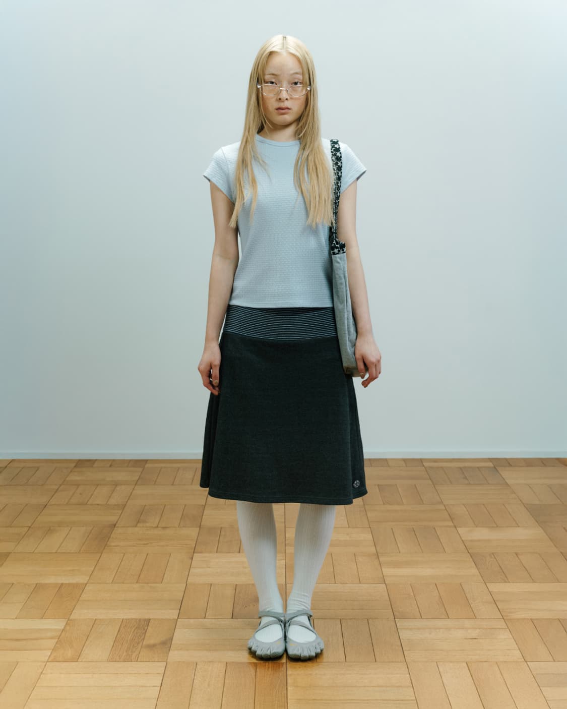 [COYSEIO] ★ 038 STRIPE SKIRT 038 STRIPE SKIRT MELANGE GREY - coyseio