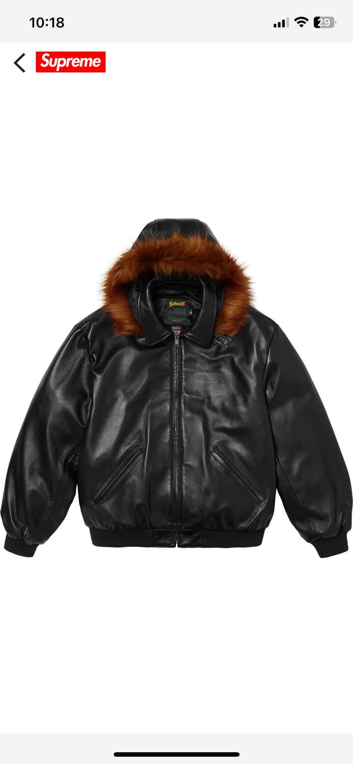 Supreme x Schott Hooded Leather Bomber | 후루츠패밀리