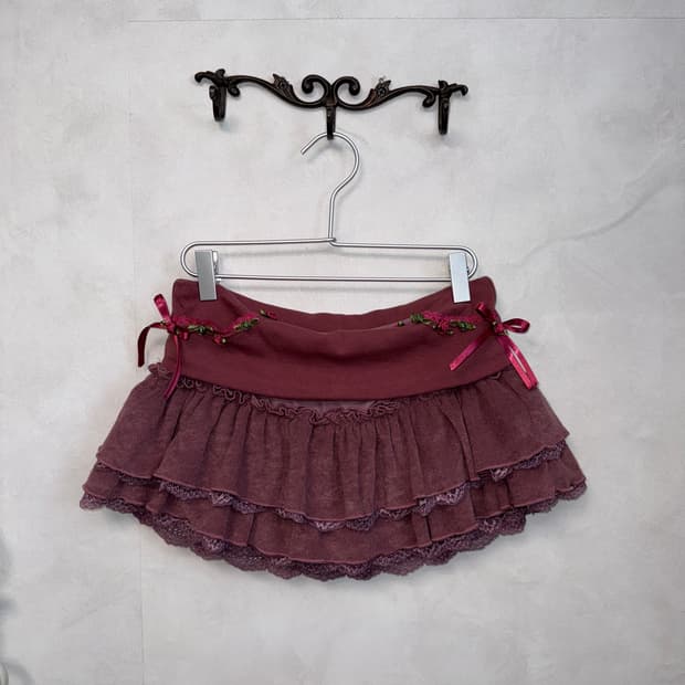 Sculptor rose terry ruffle skirt purple | 후루츠패밀리
