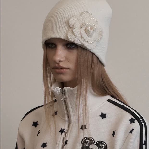 셋업이엑스이 PEARL CORSAGE BEANIE | 후루츠패밀리