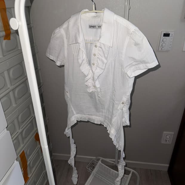 Open YY(オープンワイワイ) RUFFLE POLO SHIRT open yy RUFFLE POLO SHIRT white | 후루츠패밀리
