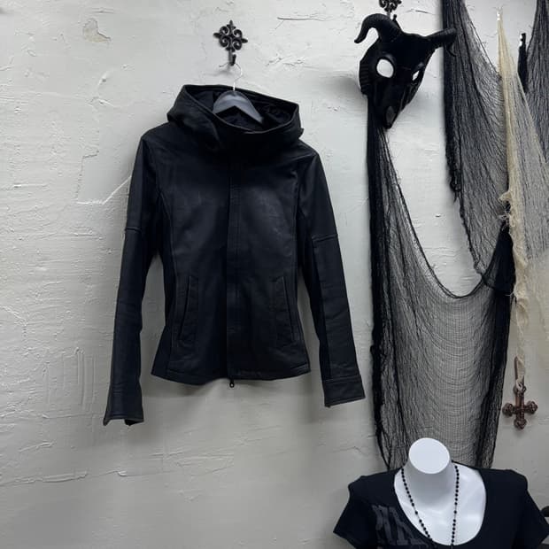 ジャケット・アウター 00s archive no id leather jacket hoodie No id 00s archive ninja hood leather jac | 후루츠패밀리
