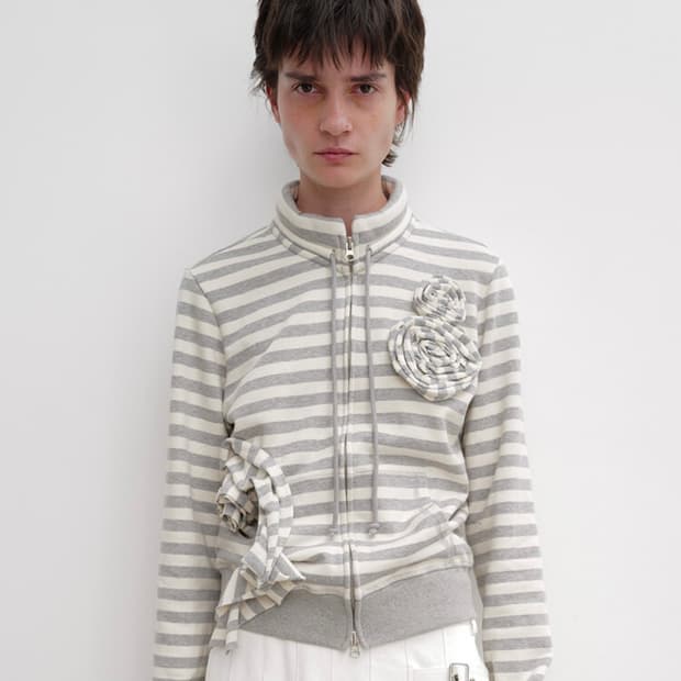 ジャケット・アウター OPEN YY APPLIQUE ZIPUP JACKET GRAY