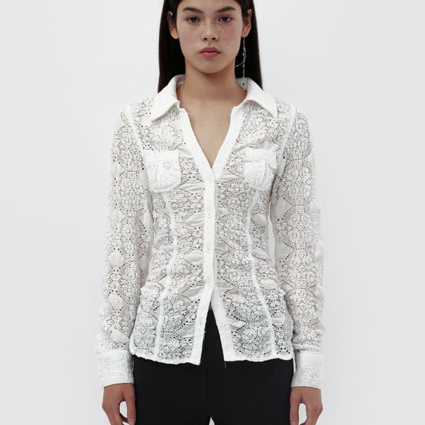 open yy RUFFLE POLO SHIRT white | 후루츠패밀리