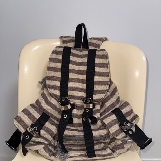 tense dance Wool stripe backpack_black | 후루츠패밀리