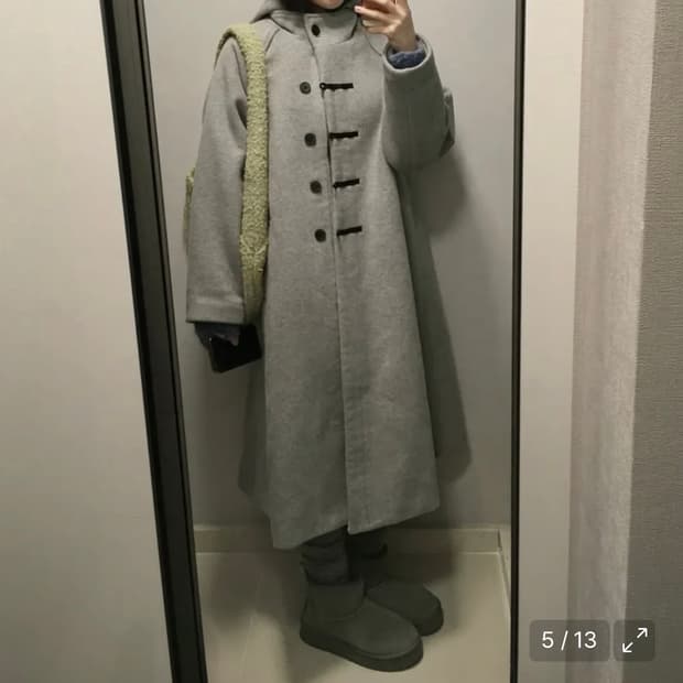 Hoodie long duffle Coat GREY | 후루츠패밀리