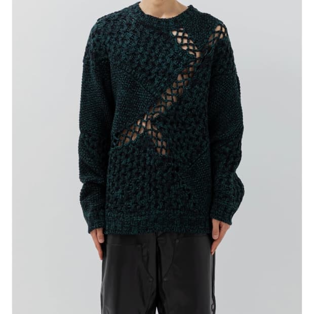 JIEDA Mix Cable Knit ( Black & Green ) | 후루츠패밀리