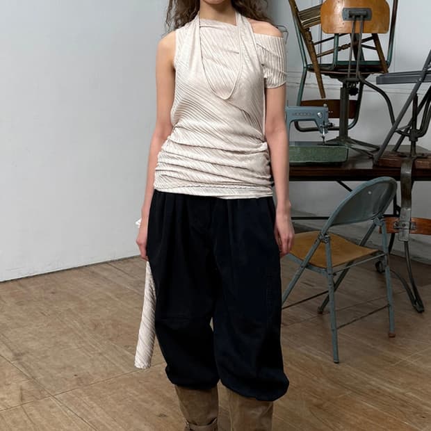 Open Yy Rolled Waist Sweat Cargo Pants | 후루츠패밀리