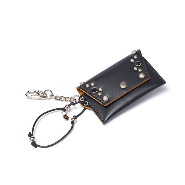 Open yy STUD CARD CASE KEYCHAIN, BLACK | 후루츠패밀리