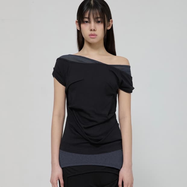 flareup Layered Bustier T-Shirt (GREY) | 후루츠패밀리