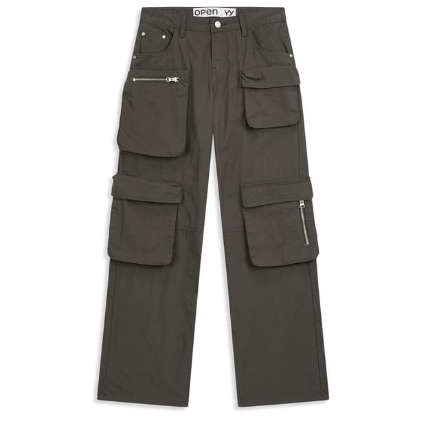 OPEN YY CARGO POCKET PANTS, CHARCOAL | 후루츠패밀리