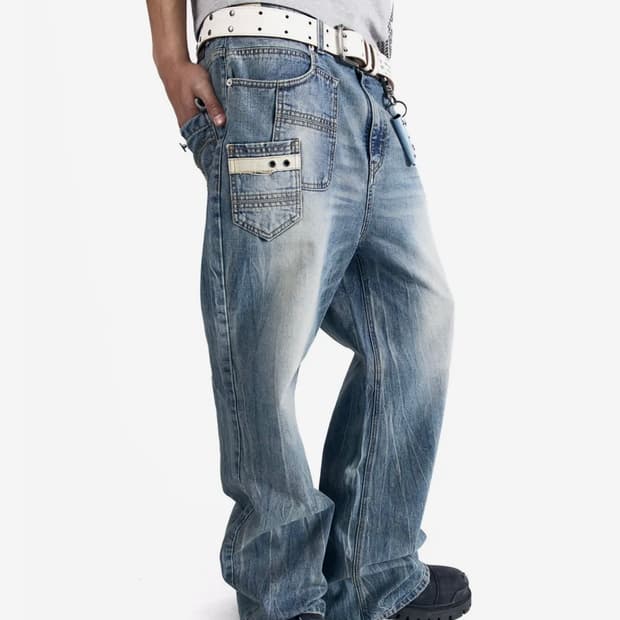 AAKAM Multi Studded Denim Pants (Blue) | 후루츠패밀리