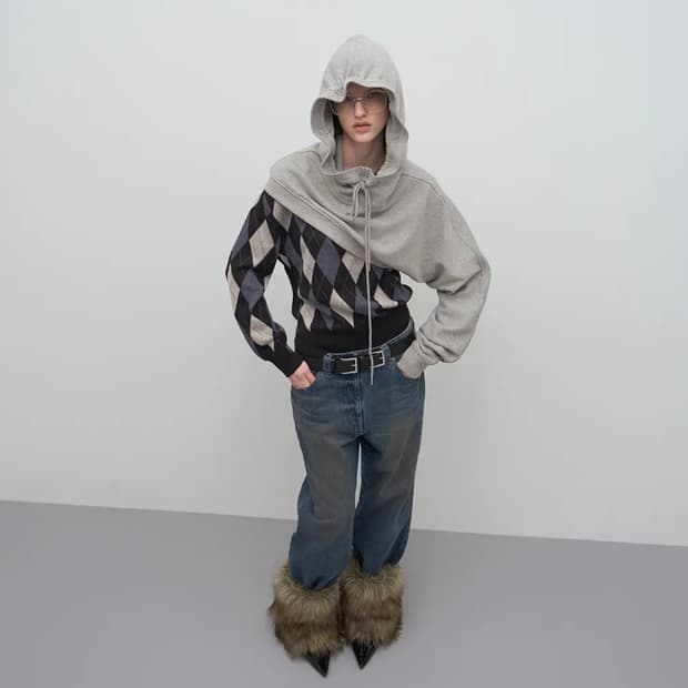 トップス LCDC TM / HOODED MUFFLER GREY LCDC tm HOODED MUFFLER 후드 머플러 [Gray] | 후루츠패밀리