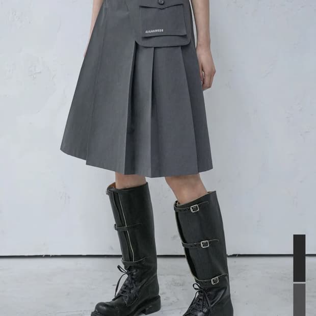 미세키서울 Shirring ruffle midi skirt BLACK | 후루츠패밀리