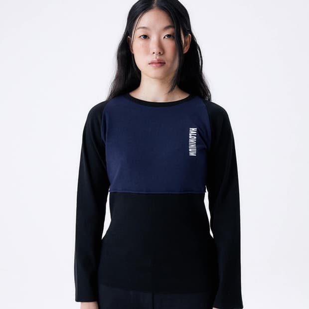Shop faerie waffle boxy MTM (navy) | 후루츠패밀리