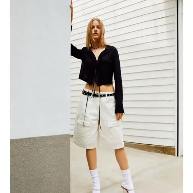 LCDC ♥ RUFFLE DETAIL BERMUDA SHORTS /追跡付 Mid-Length - Black with Gray Zippers – BlitzBeatz