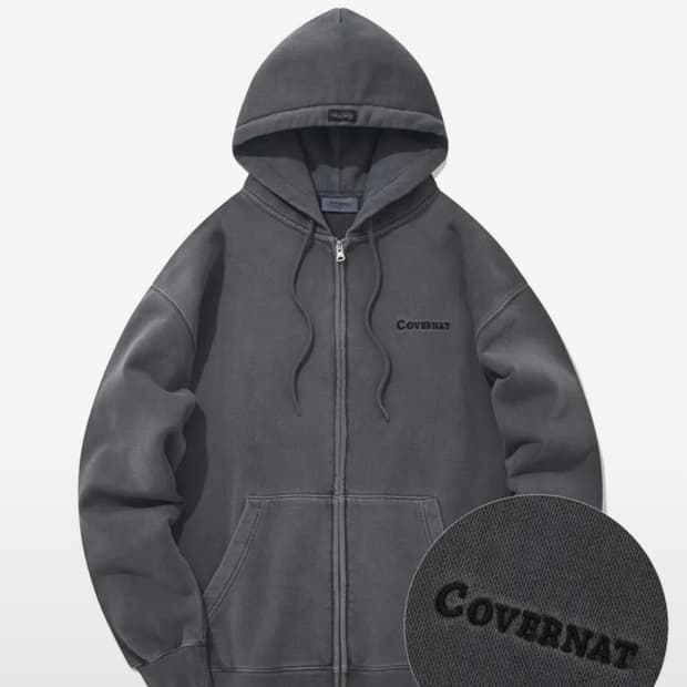 Coyseio stitch hood zip-up charcoal OS | 후루츠패밀리