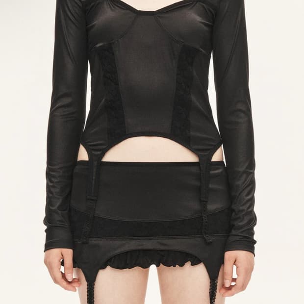 Threetimes lace garter skirt black | 후루츠패밀리