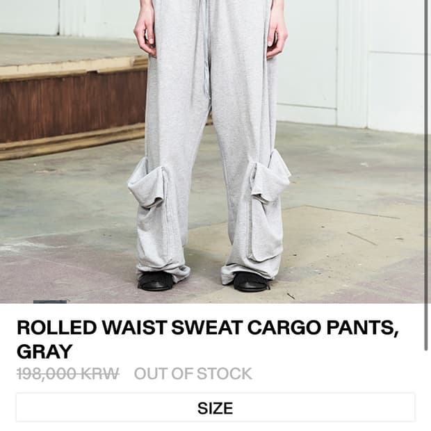 OPEN YY ROLLED WAIST SWEAT CARGO PANTS | 후루츠패밀리