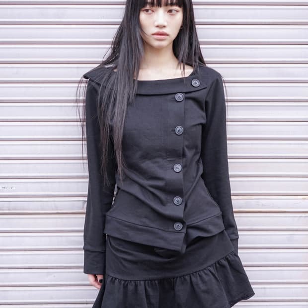 OSHIGH Spring-Neck Button Hood ボタン フード 오스하이 Spring-Neck Button Hood Black | 후루츠패밀리